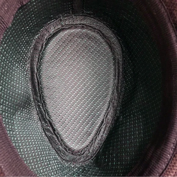 brown houndstooth trilby with emerald green ribbon - Picture 4 of 5